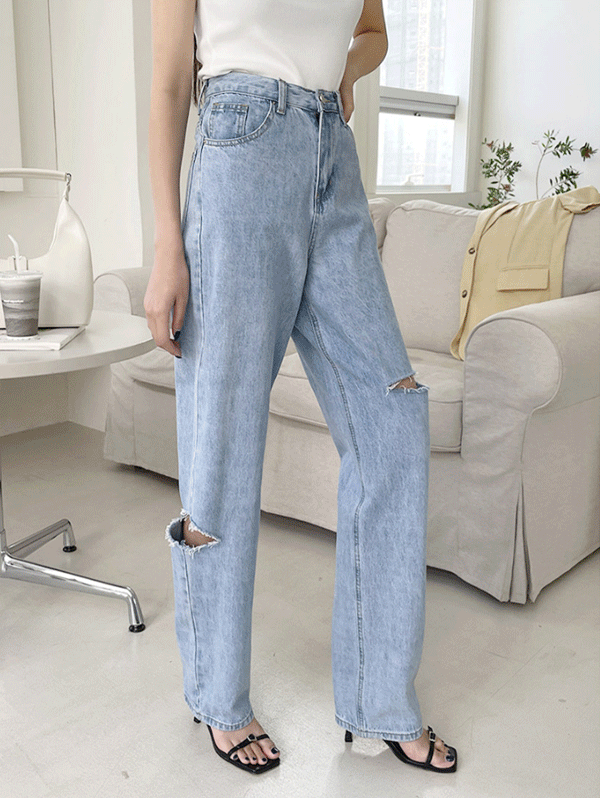 [봄데님👖] 데미지투커팅루즈일자팬츠(10차 재입고)